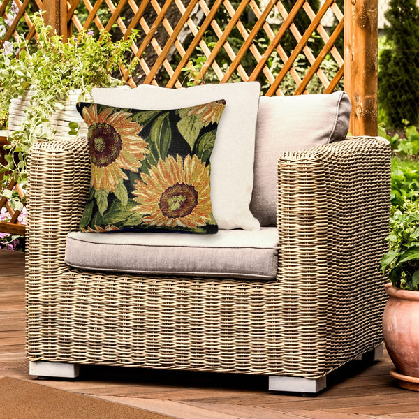Trans Ocean Liora Manne Marina Sunflower Indoor/Outdoor Pillow - Vibrant Floral Design For Stylish Spaces Black Polypropylene,Polyester 7mr8s818448