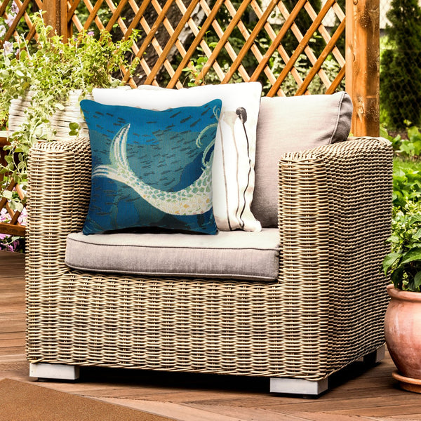 Trans Ocean Liora Manne Marina Mermaids Are Real Coastal Pillow - 18" X 18" Ocean-inspired Beach Decor Blue Polypropylene,Polyester 7mr8s958204