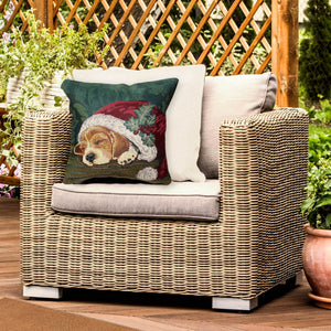 Trans Ocean Liora Manne Marina Nap In A Cap Pillow – Adorable 18" X 18" Holiday Dog Design For Indoors & Outdoors Green Polypropylene,Polyester 7mr8s964016