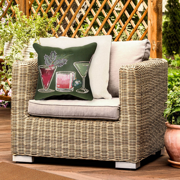 Trans Ocean Liora Manne Let's Get Jolly Pine Pillow - 18" X 18" Festive Indoor/Outdoor Accent For Holidays Green Polypropylene,Polyester 7mr8s964316