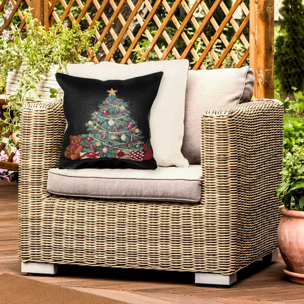 Trans Ocean Liora Manne Marina Oh Christmas Tree Pillow – Festive Indoor/Outdoor Accent, 18" X 18" Black Design Black Polypropylene,Polyester 7mr8s965848