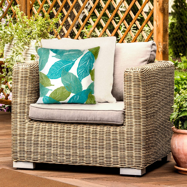 Trans Ocean Liora Manne Visions I Mystic Leaf Indoor/Outdoor Pillow - Vibrant Botanical Art For Any Space Blue Polyester 7sa2s405104