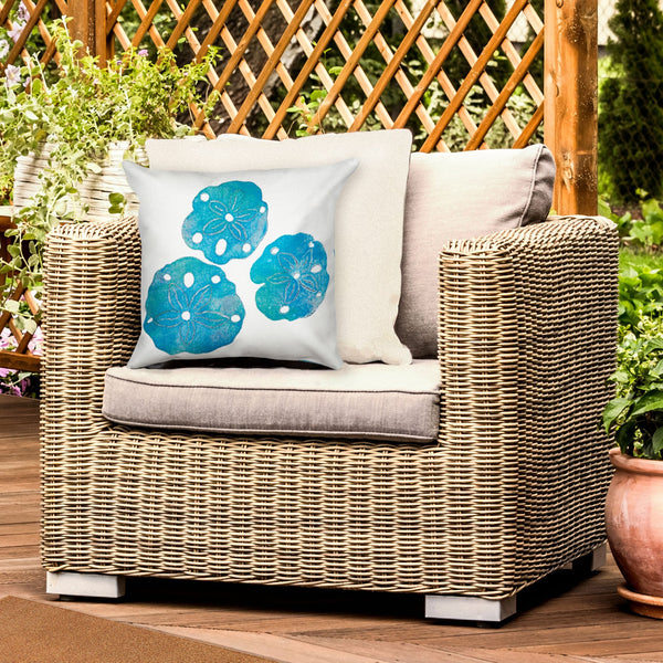 Trans Ocean Liora Manne Visions I Handcrafted Coastal Sand Dollar Pillow - Stylish Indoor/Outdoor Accent Decor Blue Polyester 7sa2s414012