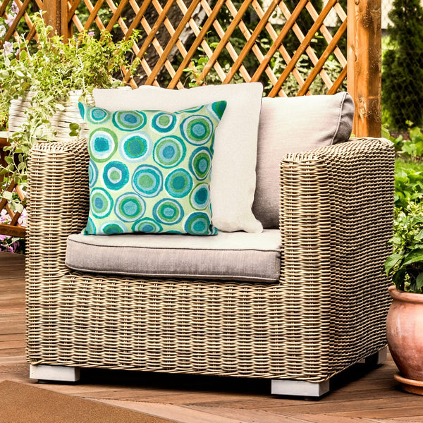 Trans Ocean Liora Manne Visions Ii Indoor/Outdoor Handmade Pillow - Contemporary Geometric Art For Any Space Green Polyester 7sb2s412804