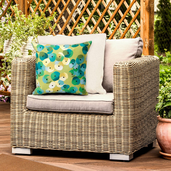 Trans Ocean Liora Manne Visions Ii Pansy Indoor/Outdoor Pillow - Handcrafted Geometric Accent For Modern Spaces Green Polyester 7sb2s413806