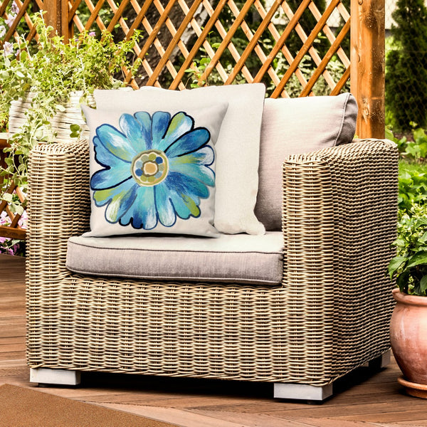 Trans Ocean Liora Manne Visions Iii Handmade Floral Pillow - Contemporary Botanical Design For Indoor/Outdoor Use Blue Polyester 7sc2s314904