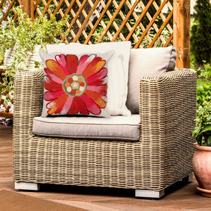 Trans Ocean Liora Manne Visions Iii Handmade Floral Pillow - Contemporary Botanical Design For Indoor/Outdoor Use Orange Polyester 7sc2s314917