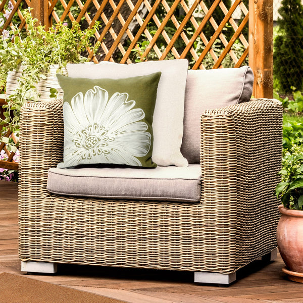 Trans Ocean Liora Manne Visions Iii Antique Medallion Indoor/Outdoor Pillow - Stunning Botanical Floral Accent Sage Polyester 7sc2s319006