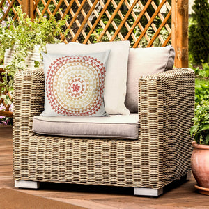 Trans Ocean Liora Manne Visions Iii Indoor/Outdoor Handmade Pillow - Transitional Medallion Artistry In Blue Ivory Polyester 7sc2s410524