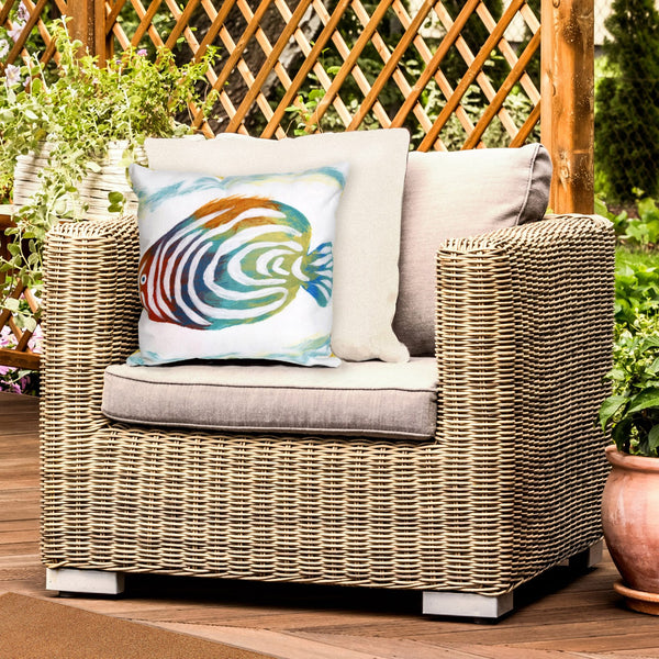 Trans Ocean Liora Manne Visions Iii Rainbow Fish Handmade Indoor/Outdoor Pillow - Coastal Artistry In Green Green Polyester 7sc2s415212