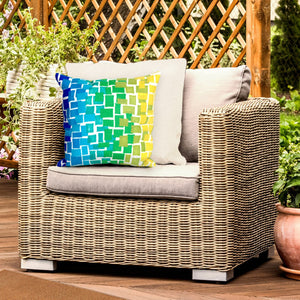 Trans Ocean Liora Manne Visions Iii Ombre Tile Handmade Indoor/Outdoor Pillow - Modern Geometric Accent Decor Blue Polyester 7sc2s415906