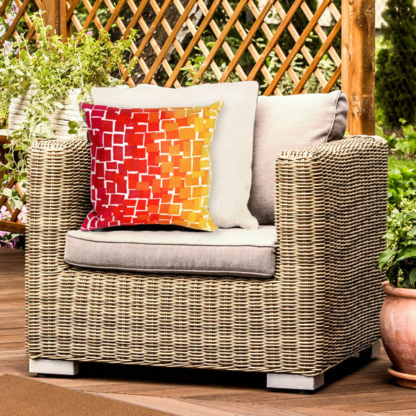 Trans Ocean Liora Manne Visions Iii Ombre Tile Handmade Indoor/Outdoor Pillow - Modern Geometric Accent Decor Red Polyester 7sc2s415924