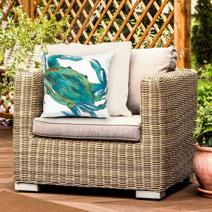 Trans Ocean Liora Manne Visions Iii Blue Crab Indoor/Outdoor Pillow – Stunning Coastal Graphic Ocean Accent Blue Polyester 7sc2s419103