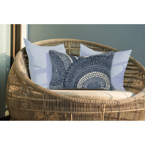 Trans Ocean Liora Manne Marina Circles Pillow - Contemporary Geometric Design For Indoor/Outdoor Elegance Blue Polypropylene,Polyester 7mr5s803504