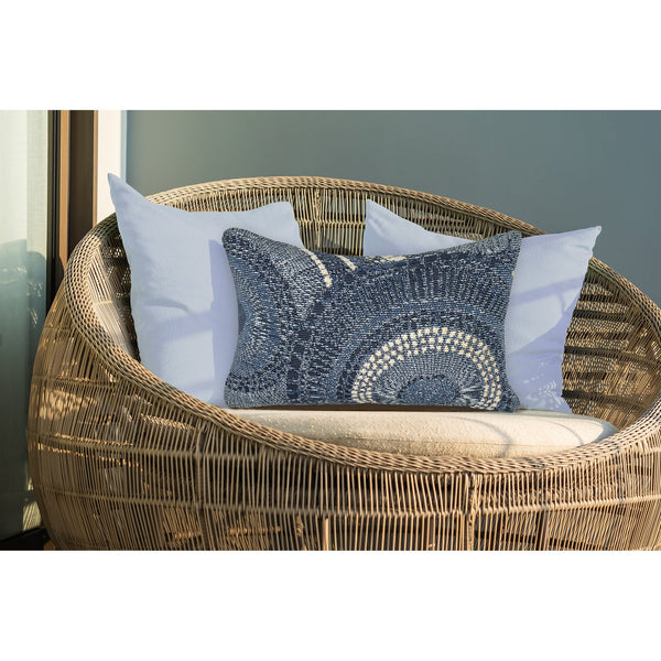 Trans Ocean Liora Manne Marina Circles Pillow - Contemporary Geometric Design For Indoor/Outdoor Elegance Blue Polypropylene,Polyester 7mr5s803504