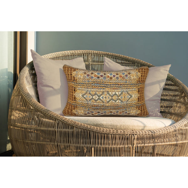 Trans Ocean Liora Manne Marina Tribal Stripe Indoor/Outdoor Pillow - Vibrant Geometric Accent For Any Space Gold Polypropylene,Polyester 7mr5s805709