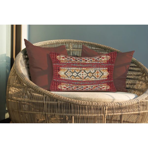 Trans Ocean Liora Manne Marina Tribal Stripe Indoor/Outdoor Pillow - Vibrant Geometric Accent For Any Space Red Polypropylene,Polyester 7mr5s805724