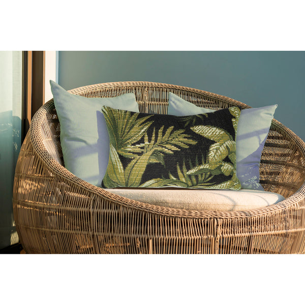 Trans Ocean Liora Manne Marina Jungle Leaves Decorative Indoor/Outdoor Pillow - Vibrant Tropical Design Black Polypropylene,Polyester 7mr5s811548