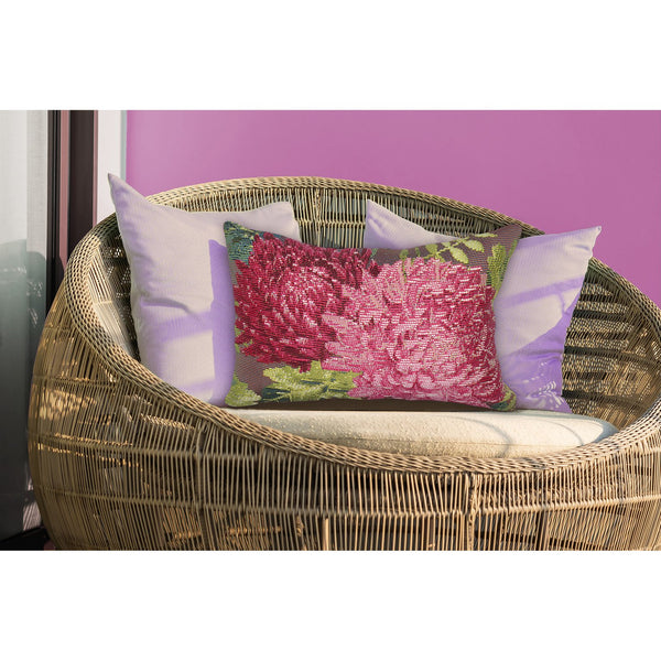 Trans Ocean Liora Manne Marina Mums Indoor/Outdoor Pillow - Vibrant Floral Design For Stylish Spaces Pink Polypropylene,Polyester 7mr5s818337