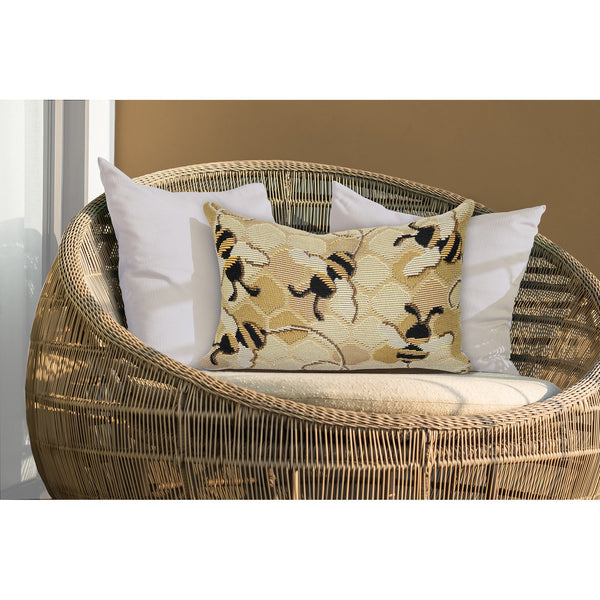 Trans Ocean Liora Manne Marina Bee Free Indoor/Outdoor Pillow - Nature-inspired Design With Buzzing Bees Gold Polypropylene,Polyester 7mr5s958509