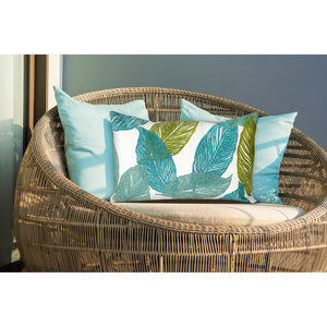 Trans Ocean Liora Manne Visions I Mystic Leaf Indoor/Outdoor Pillow - Vibrant Botanical Art For Any Space Blue Polyester 7sa1s405104