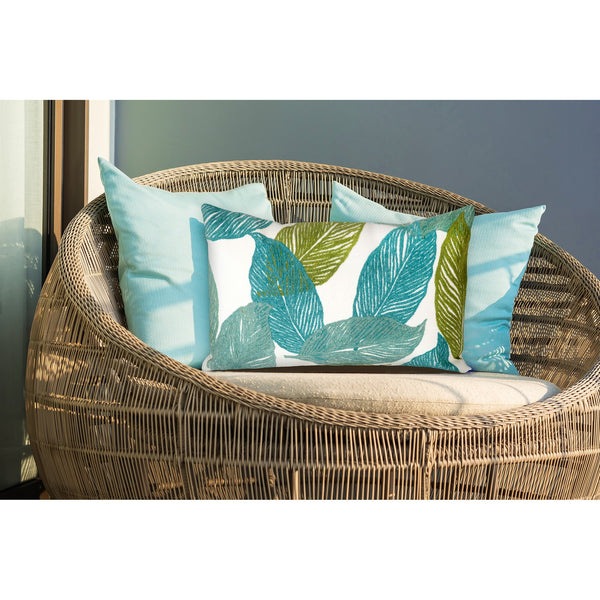 Trans Ocean Liora Manne Visions I Mystic Leaf Indoor/Outdoor Pillow - Vibrant Botanical Art For Any Space Blue Polyester 7sa1s405104