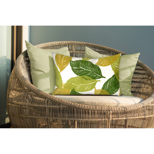 Trans Ocean Liora Manne Visions I Mystic Leaf Indoor/Outdoor Pillow - Vibrant Botanical Art For Any Space Green Polyester 7sa1s405106
