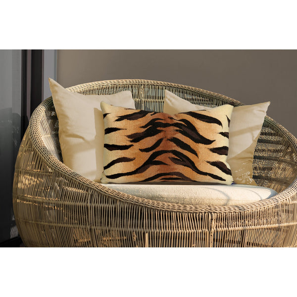 Trans Ocean Liora Manne Visions I Handmade Tiger Pillow - Stylish Indoor/Outdoor Accent For Any Space Brown Polyester 7sa1s408519