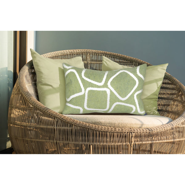 Trans Ocean Liora Manne Visions I Handmade Indoor/Outdoor Pillow - Geometric Accent For Stylish Spaces Green Polyester 7sa1s408716