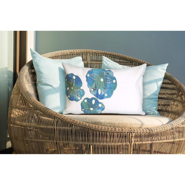 Trans Ocean Liora Manne Visions I Handcrafted Coastal Sand Dollar Pillow - Stylish Indoor/Outdoor Accent Decor Blue Polyester 7sa1s414012