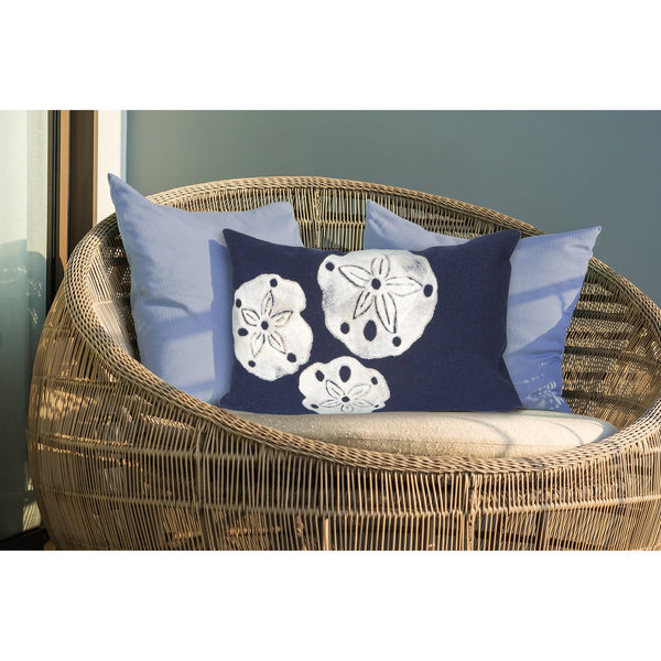 Trans Ocean Liora Manne Visions I Handcrafted Coastal Sand Dollar Pillow - Stylish Indoor/Outdoor Accent Decor Navy Polyester 7sa1s414033