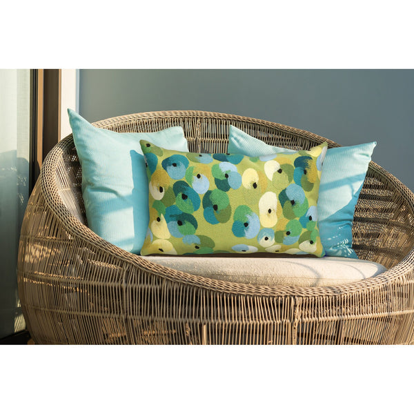 Trans Ocean Liora Manne Visions Ii Pansy Indoor/Outdoor Pillow - Handcrafted Geometric Accent For Modern Spaces Green Polyester 7sb1s413806