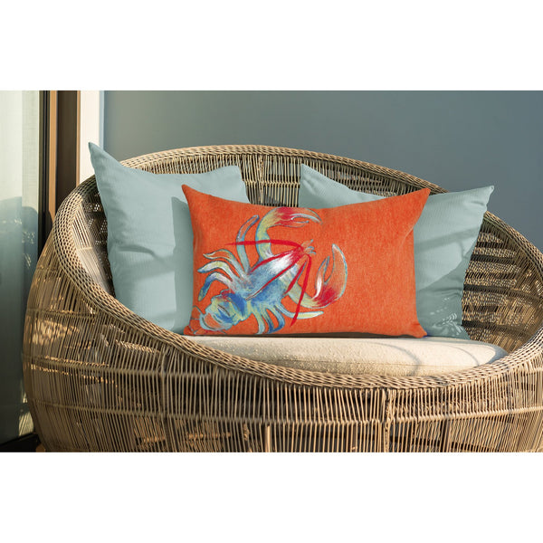 Trans Ocean Liora Manne Visions Ii Handmade Coastal Lobster Pillow - Vibrant Graphic Accent For Any Space Orange Polyester 7sb1s415317