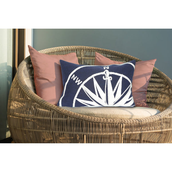 Trans Ocean Liora Manne Visions Ii Nautical Compass Indoor/Outdoor Pillow - Handcrafted Coastal Decor Accent Navy Polyester 7sb1s418303