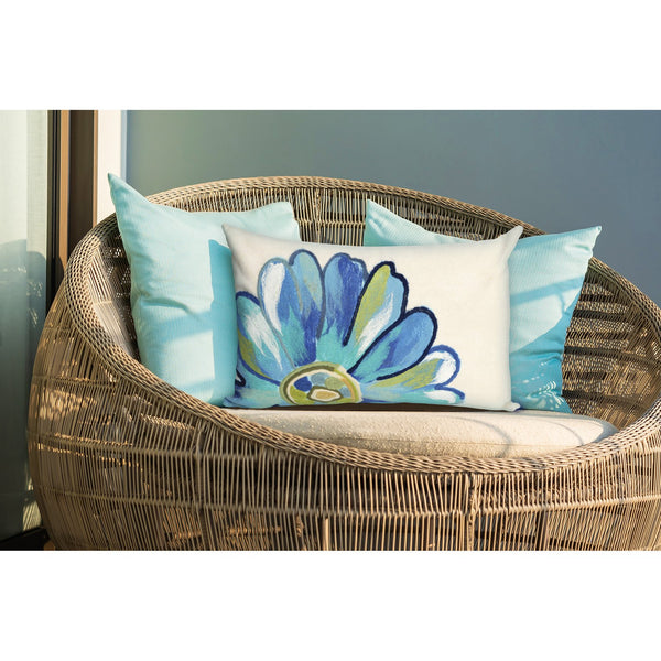 Trans Ocean Liora Manne Visions Iii Handmade Floral Pillow - Contemporary Botanical Design For Indoor/Outdoor Use Blue Polyester 7sc1s314904