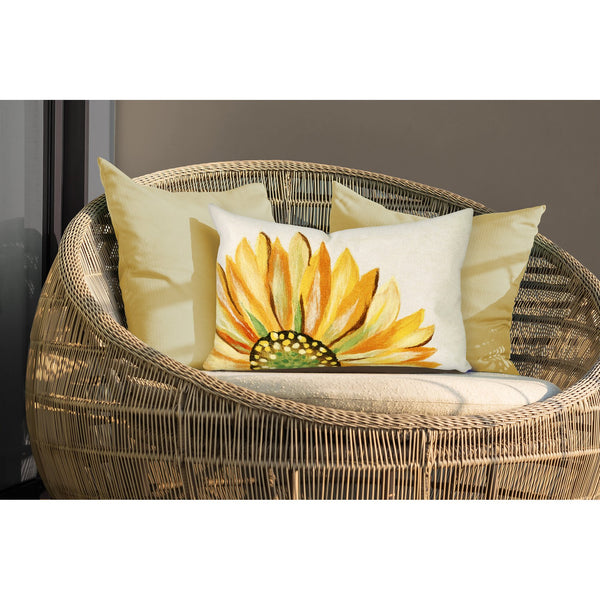 Trans Ocean Liora Manne Visions Iii Sunflower Indoor/Outdoor Handmade Pillow - Vibrant Botanical Accent Piece Yellow Polyester 7sc1s321609