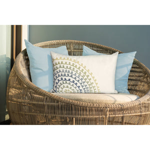 Trans Ocean Liora Manne Visions Iii Indoor/Outdoor Handmade Pillow - Transitional Medallion Artistry In Blue Ivory Polyester 7sc1s410506