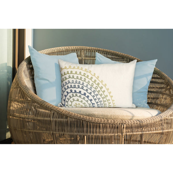 Trans Ocean Liora Manne Visions Iii Indoor/Outdoor Handmade Pillow - Transitional Medallion Artistry In Blue Ivory Polyester 7sc1s410506