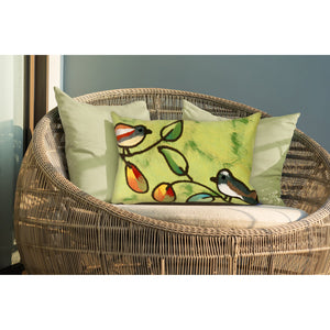 Trans Ocean Liora Manne Visions Iii Song Birds Handmade Indoor/Outdoor Pillow - Stunning Nature Garden Accent Green Polyester 7sc1s411906