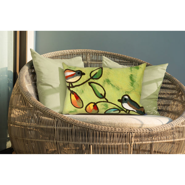 Trans Ocean Liora Manne Visions Iii Song Birds Handmade Indoor/Outdoor Pillow - Stunning Nature Garden Accent Green Polyester 7sc1s411906
