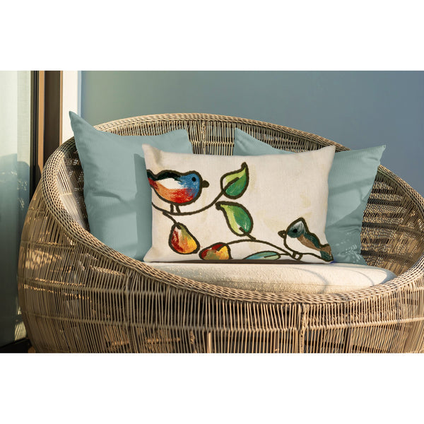Trans Ocean Liora Manne Visions Iii Song Birds Handmade Indoor/Outdoor Pillow - Stunning Nature Garden Accent Ivory Polyester 7sc1s411912
