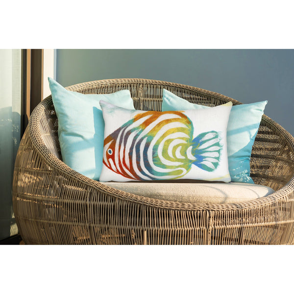 Trans Ocean Liora Manne Visions Iii Rainbow Fish Handmade Indoor/Outdoor Pillow - Coastal Artistry In Green Green Polyester 7sc1s415212