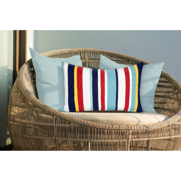 Trans Ocean Liora Manne Visions Iii Riviera Stripe Indoor/Outdoor Pillow - Handcrafted Nautical Home Accent Multi Polyester 7sc1s418744