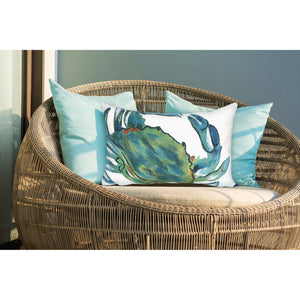Trans Ocean Liora Manne Visions Iii Blue Crab Indoor/Outdoor Pillow – Stunning Coastal Graphic Ocean Accent Blue Polyester 7sc1s419103