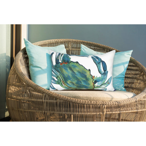 Trans Ocean Liora Manne Visions Iii Blue Crab Indoor/Outdoor Pillow – Stunning Coastal Graphic Ocean Accent Blue Polyester 7sc1s419103