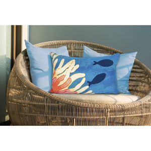 Trans Ocean Liora Manne Visions Iii Coastal Indoor/Outdoor Pillow - Stunning Reef & Fish Design For Any Space Orange Polyester 7sc1s421117