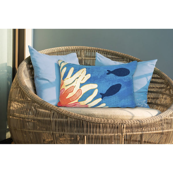 Trans Ocean Liora Manne Visions Iii Coastal Indoor/Outdoor Pillow - Stunning Reef & Fish Design For Any Space Orange Polyester 7sc1s421117