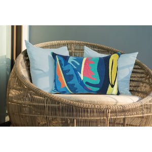 Trans Ocean Liora Manne Visions Iii Handmade Tropical Banana Plant Pillow - Bright, Contemporary Accent Decor Blue Polyester 7sc1s500504