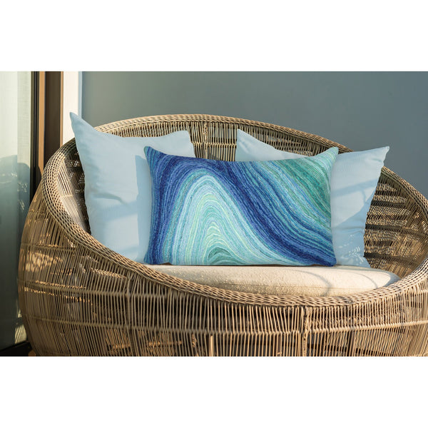 Trans Ocean Liora Manne Visions Iii Artistic Indoor/Outdoor Pillow With Dramatic Wave Design For Any Space Blue Polyester 7sc1s501123