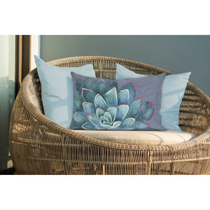 Trans Ocean Liora Manne Visions Iv Indoor/Outdoor Handmade Pillow - Stunning Botanicals For Modern Spaces Blue Polyester 7sd1s431603